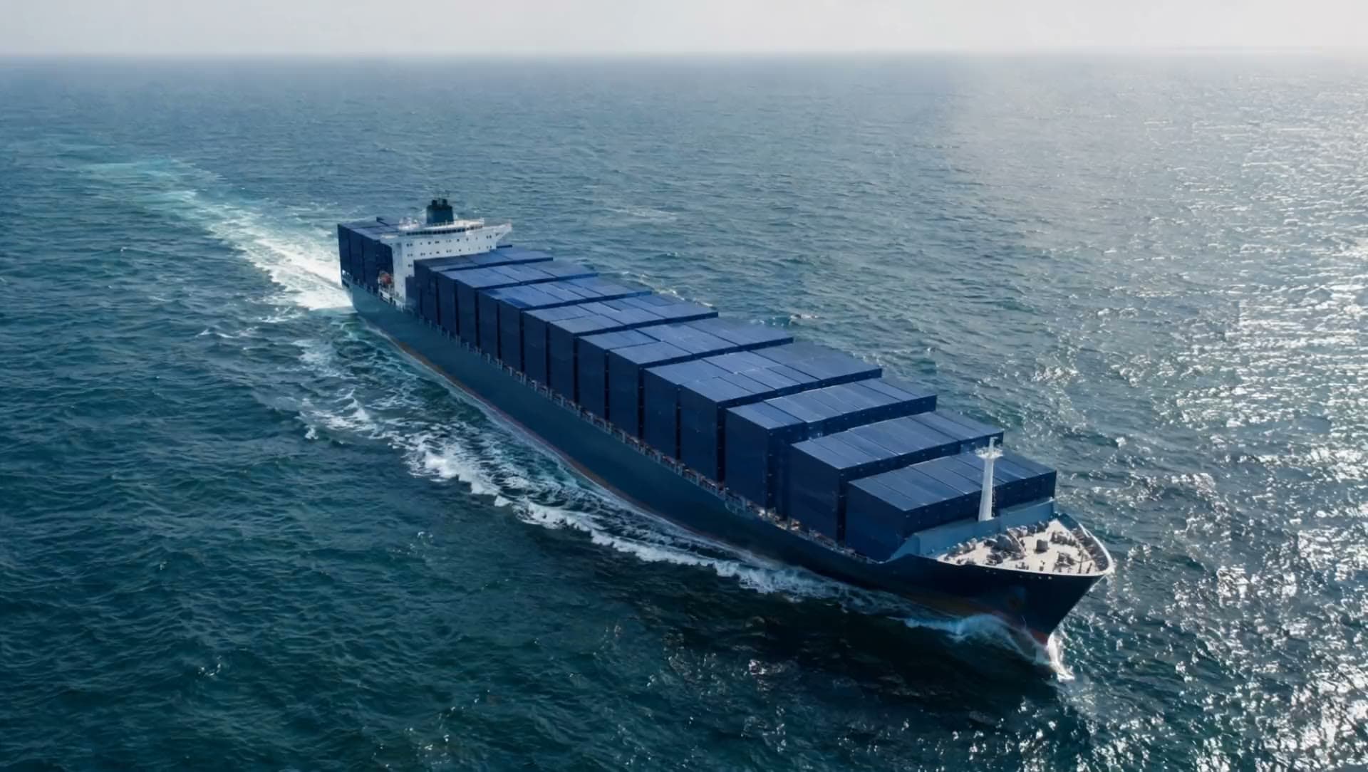Container vessel on the ocean
